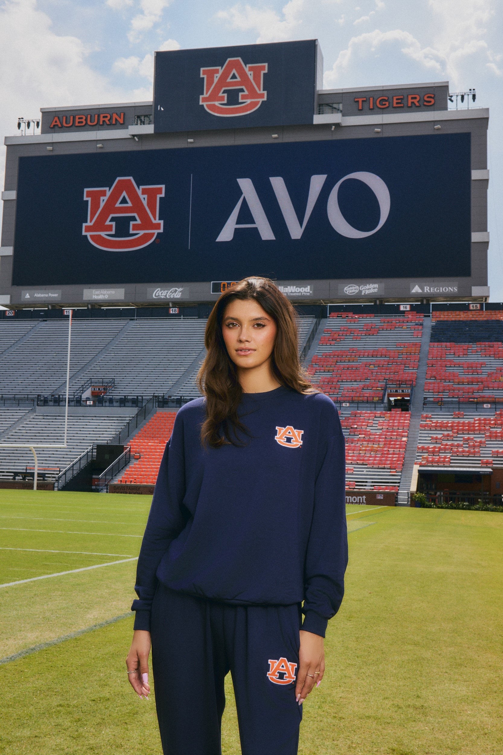 auburn university navy crewneck womans front