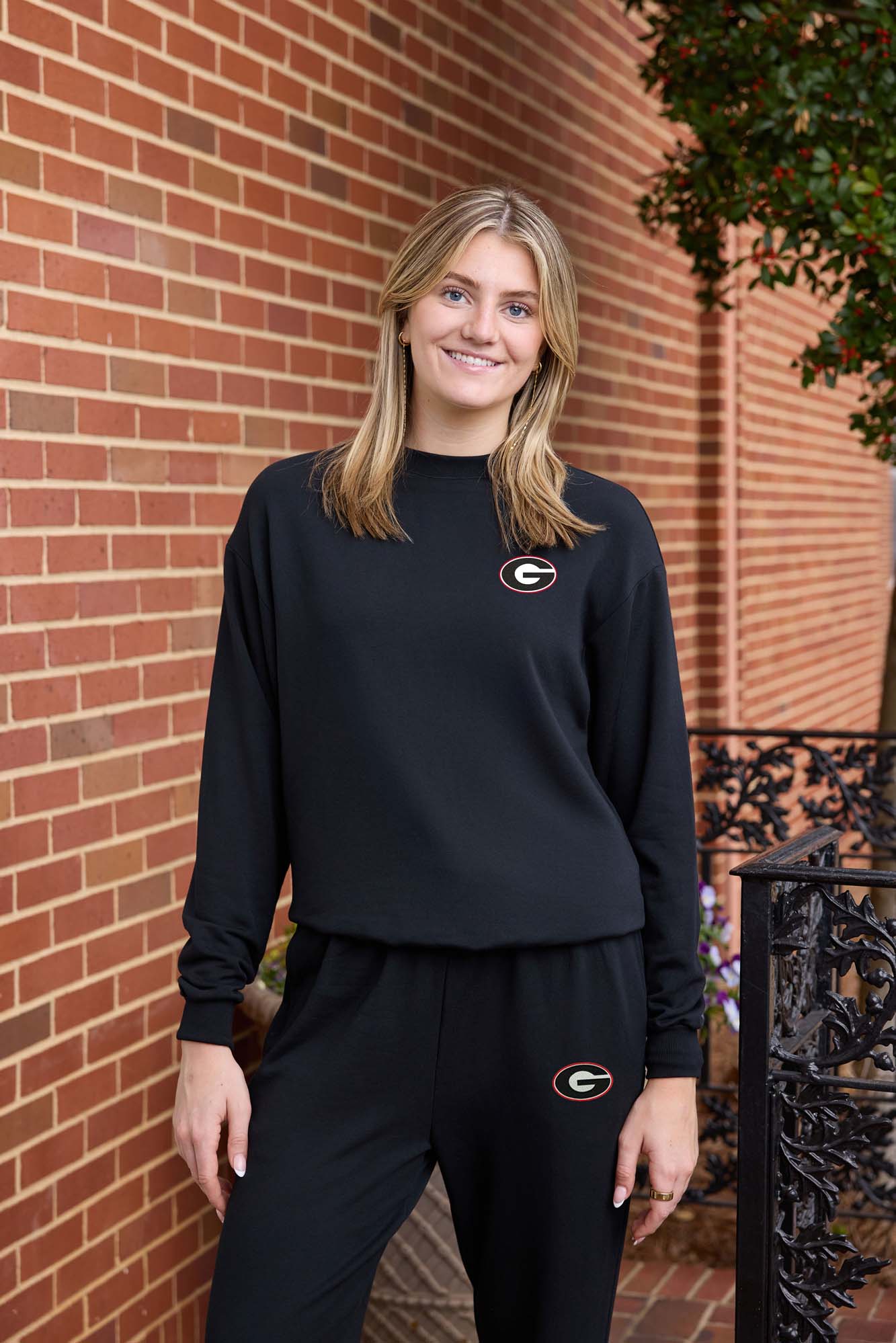 Georgia Logo Softest Fleece Crewneck Womens Sweatshirt
