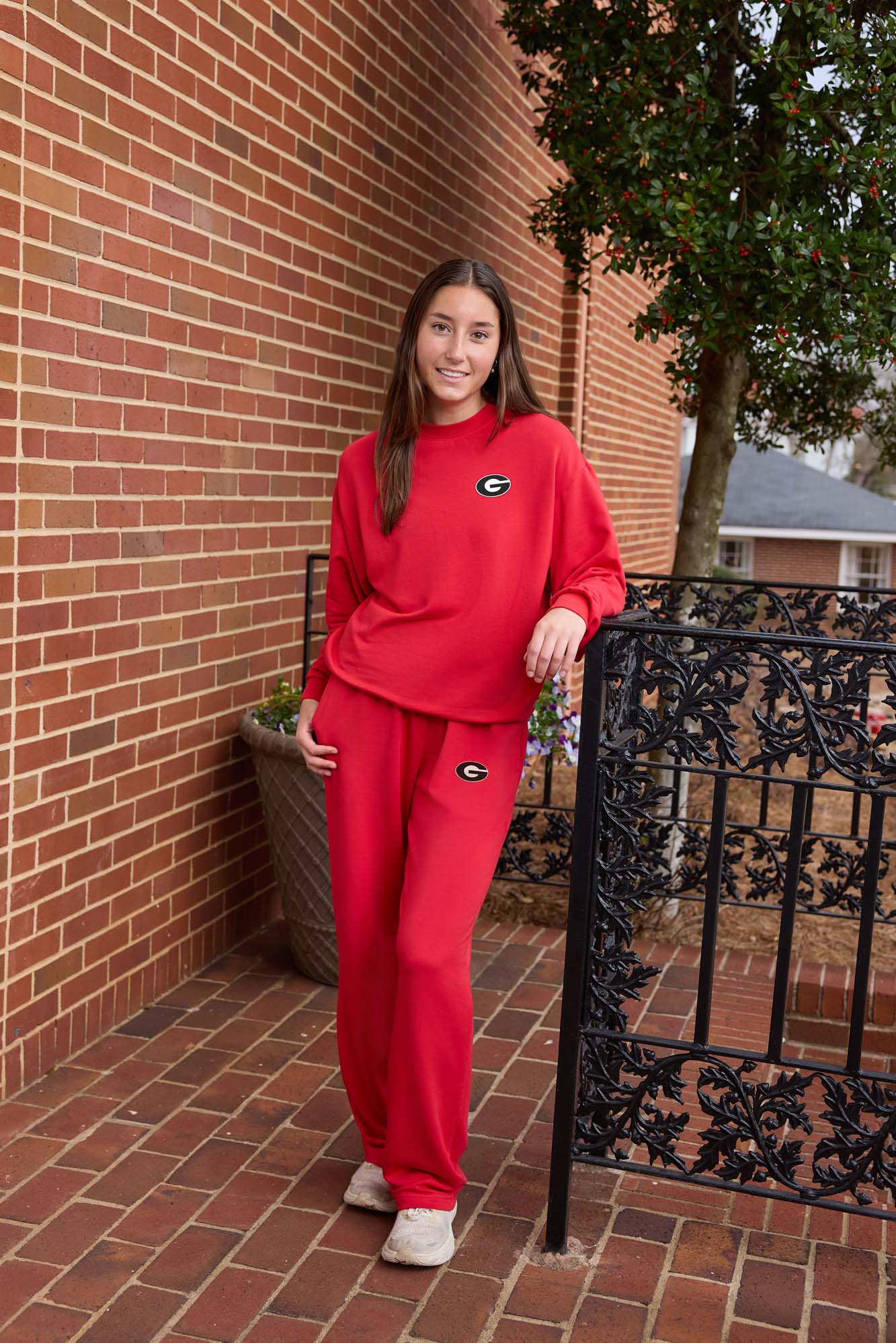 Georgia Logo Softest Fleece Crewneck Womens Sweatshirt