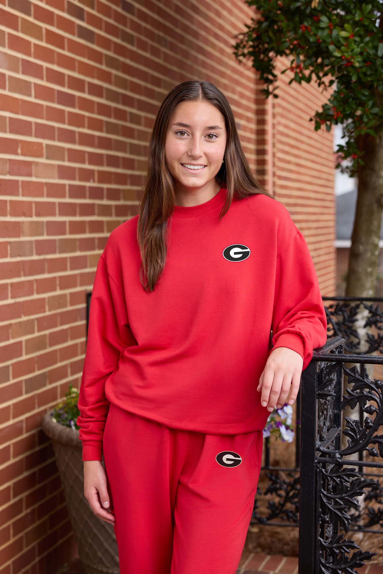 Georgia Logo Softest Fleece Crewneck Womens Sweatshirt