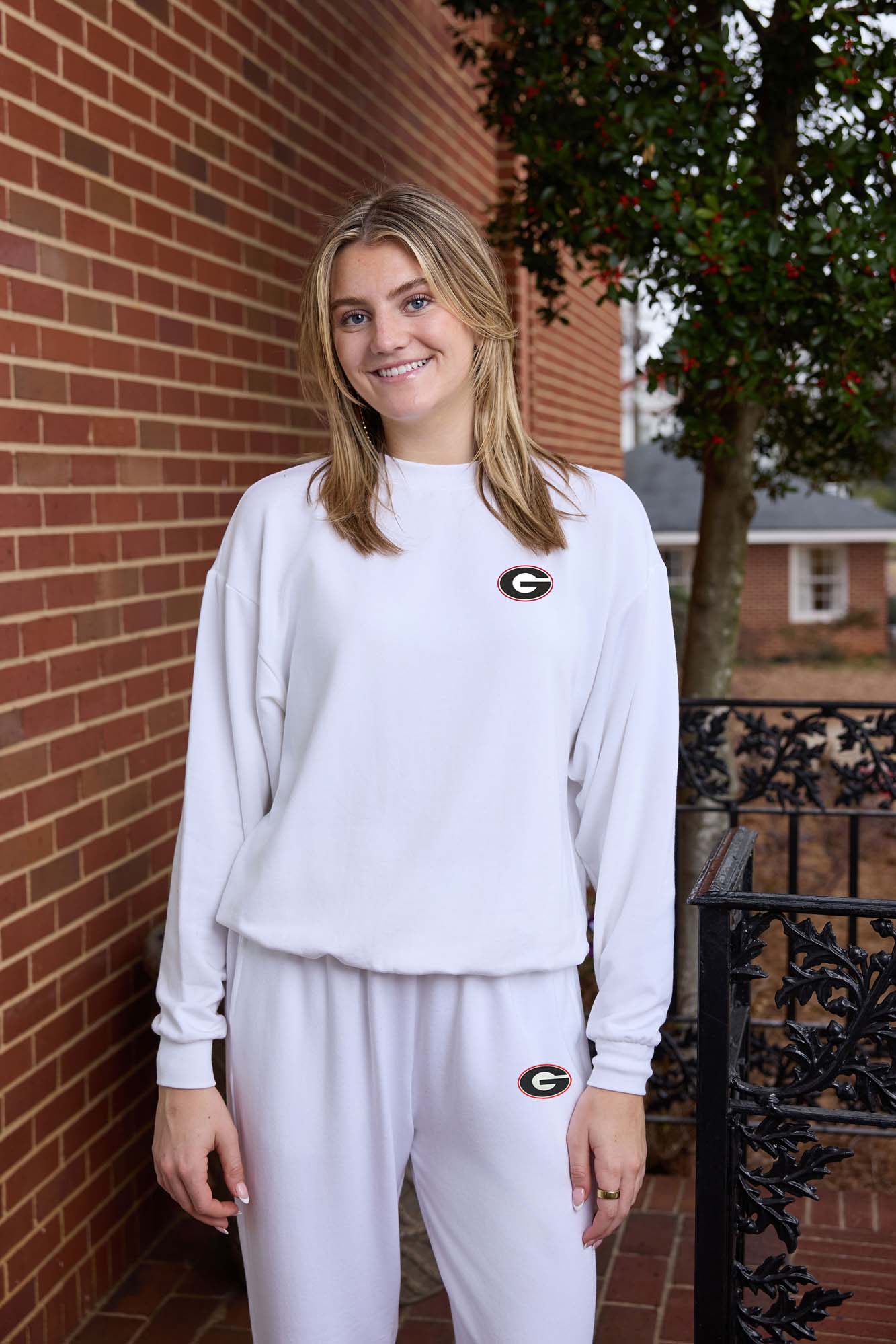 Georgia Logo Softest Fleece Crewneck Womens Sweatshirt