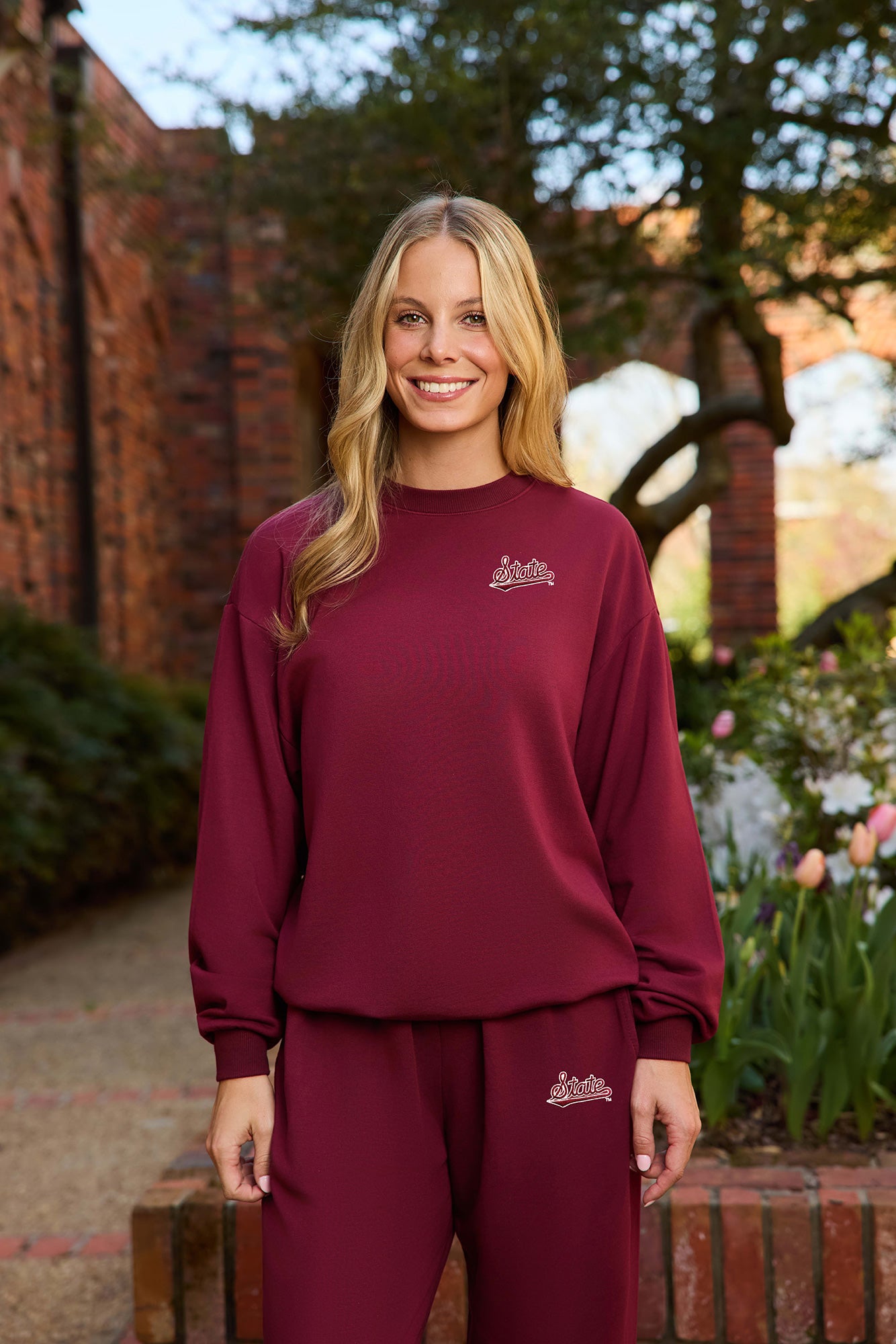 Mississippi State Logo Softest Fleece Crewneck Womens Sweatshirt