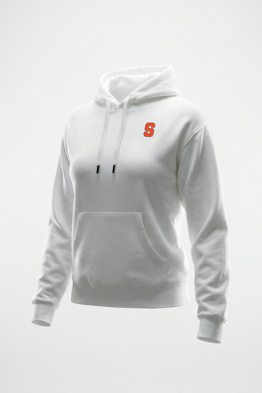A white pullover hoodie with a small red letter 'R' logo on the left chest, displayed on a clean white background.