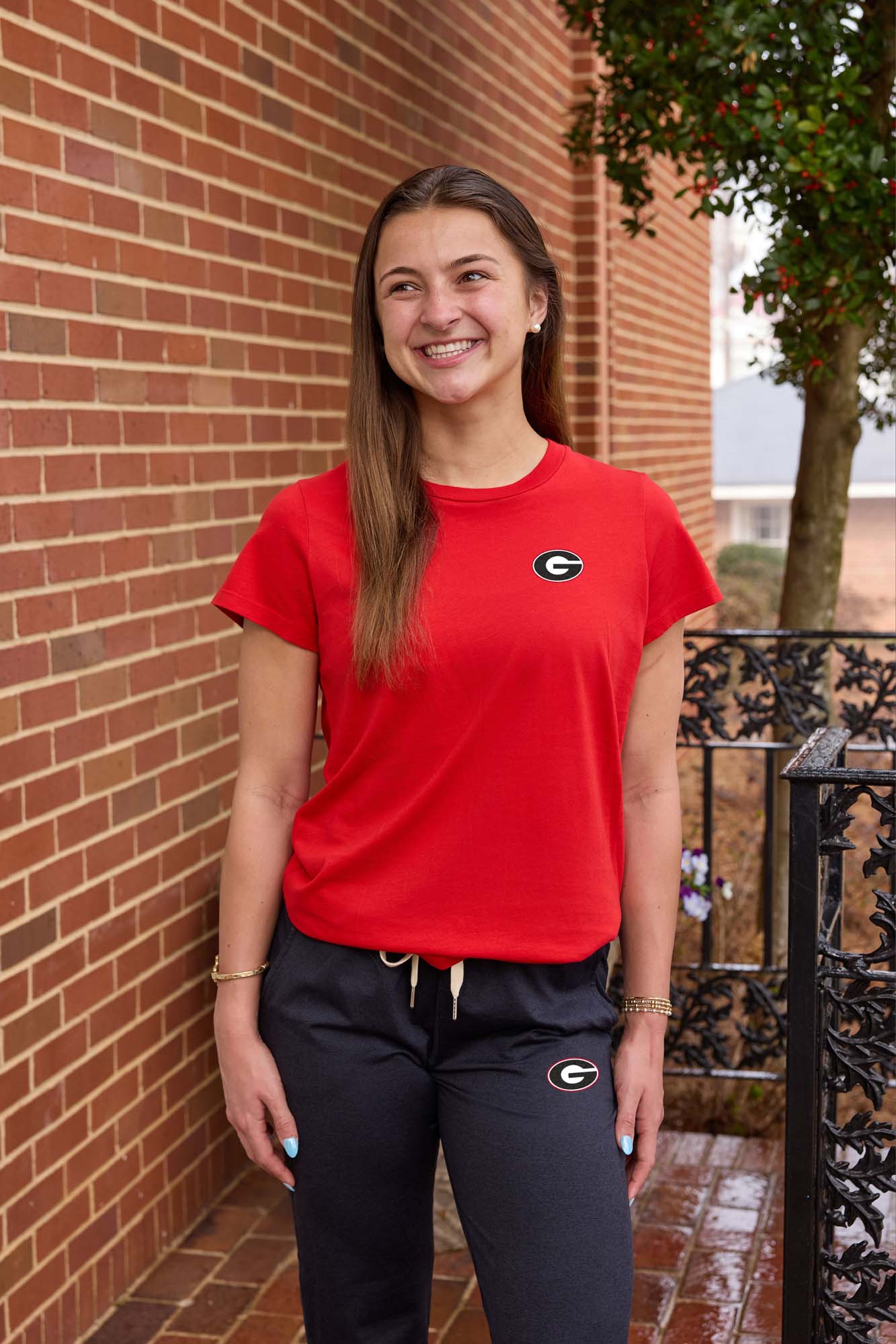 Georgia Logo Cloud Knit Crew Neck Womens Tee