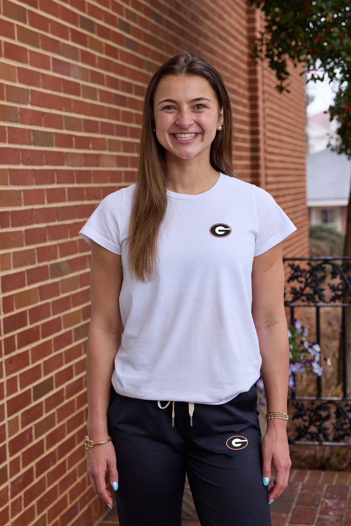 Georgia Logo Cloud Knit Crew Neck Womens Tee