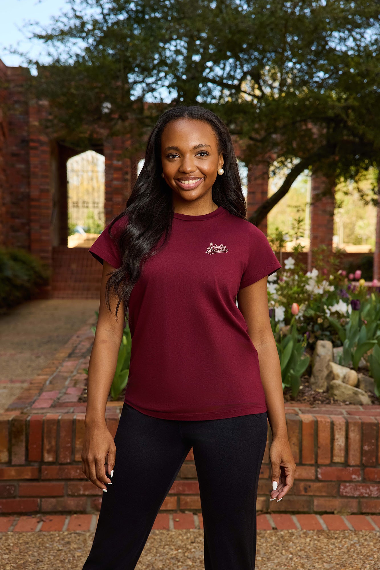 Mississippi State Logo Cloud Knit Crew Neck Womens Tee