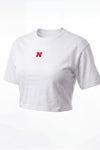 Nebraska Logo Cloud Knit Boxy Crop Womens Tee