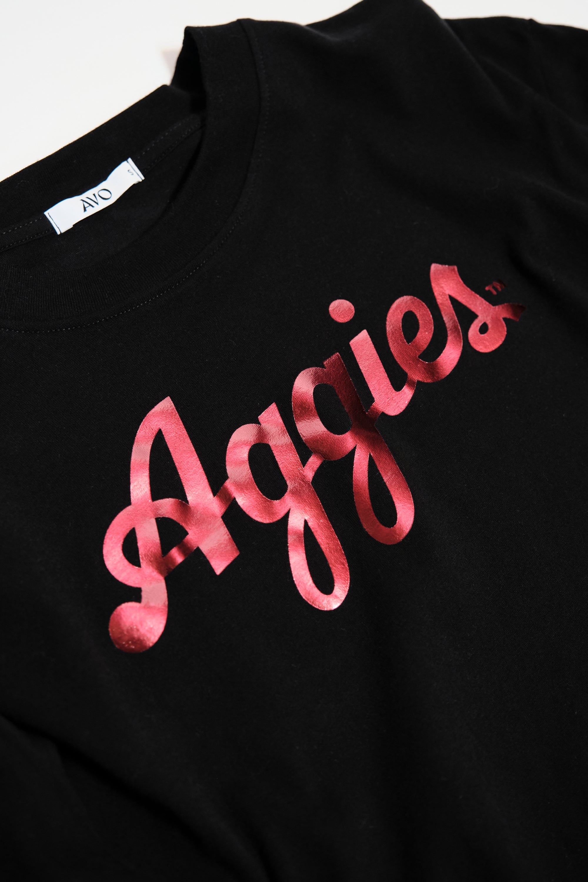 Texas A&M Women's Cloud Jersey Boxy Crop Tee with Black Foil Logo