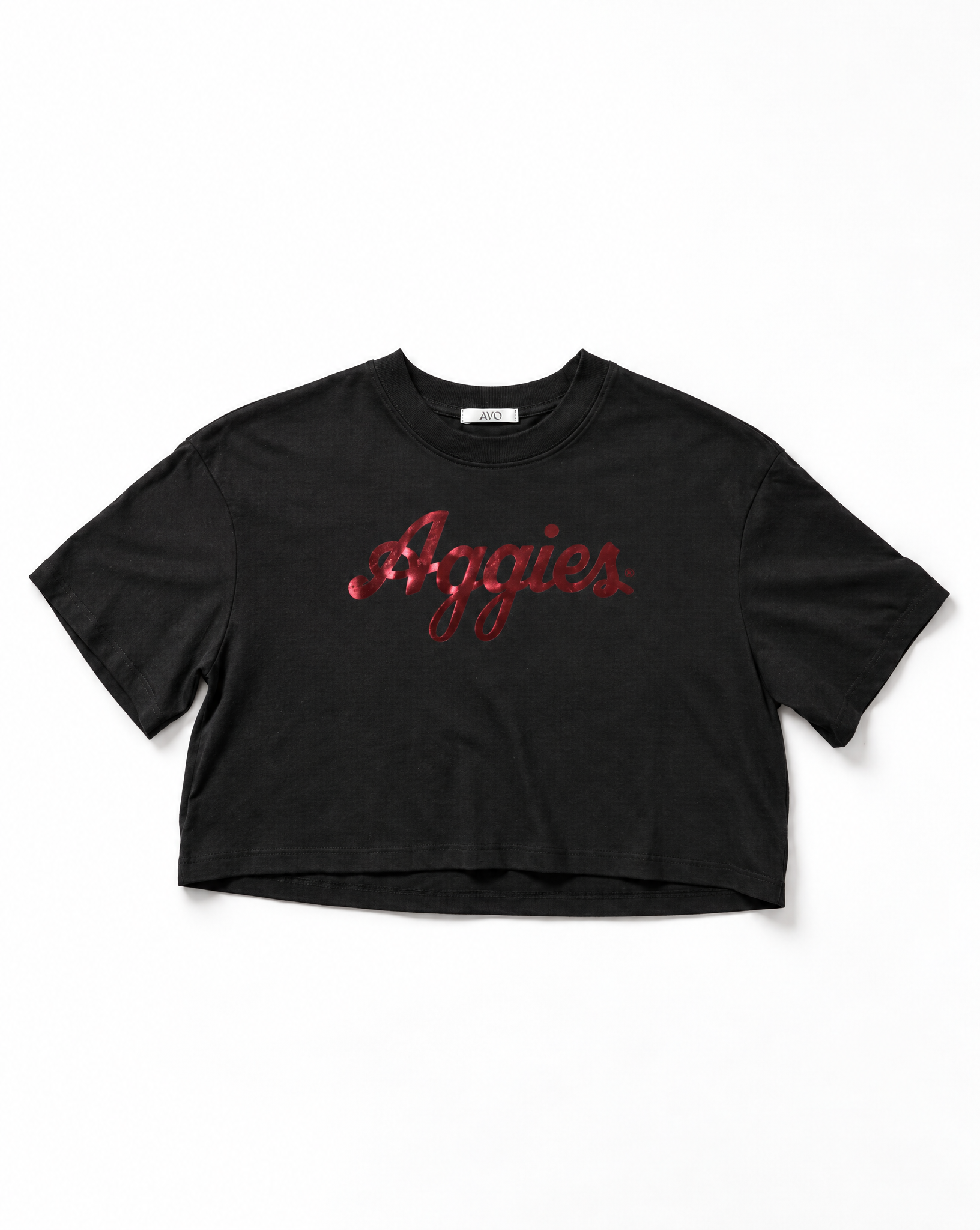 Texas A&M Women's Cloud Jersey Boxy Crop Tee with Black Foil Logo