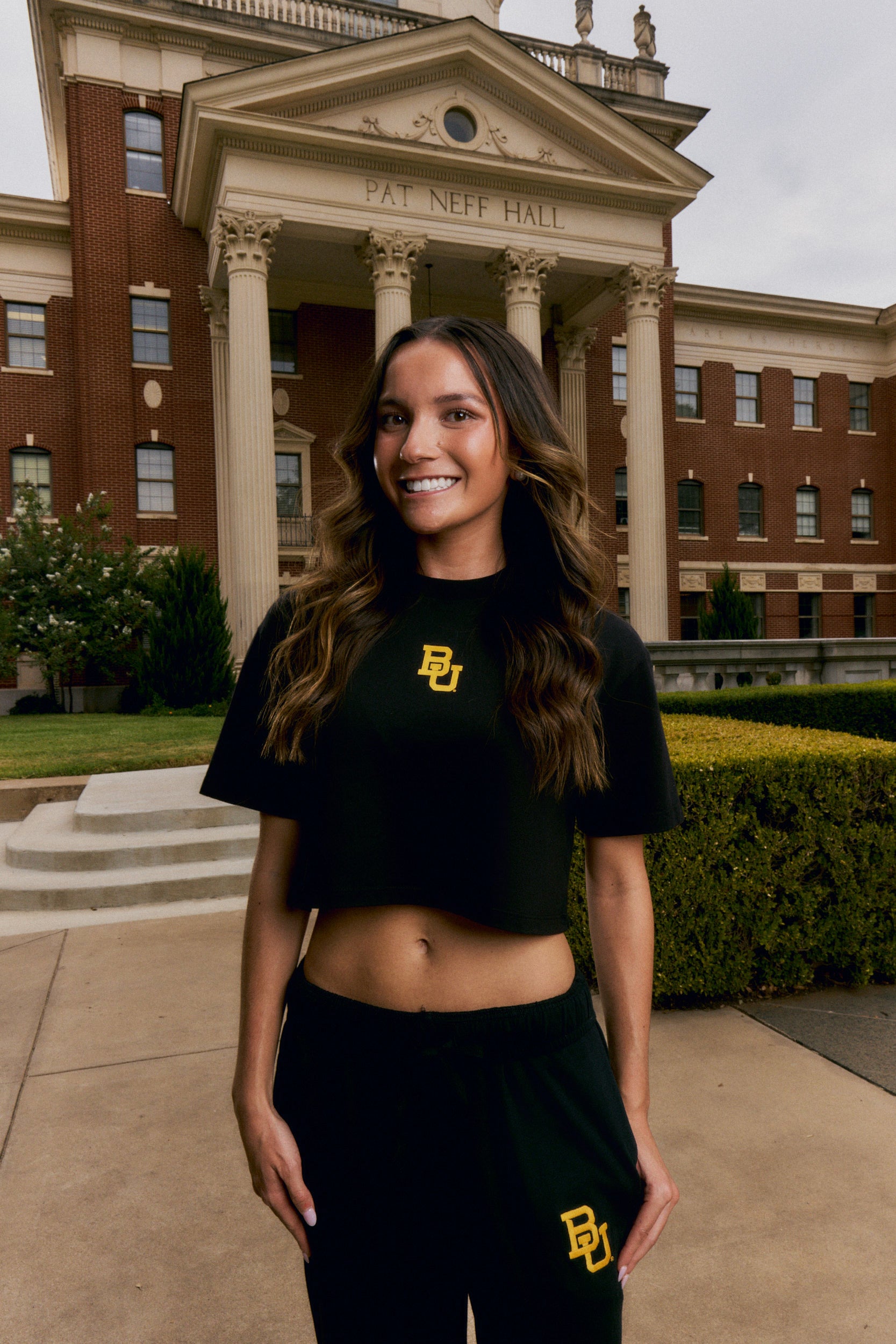 Baylor Logo Cloud Knit Boxy Crop Womens Tee