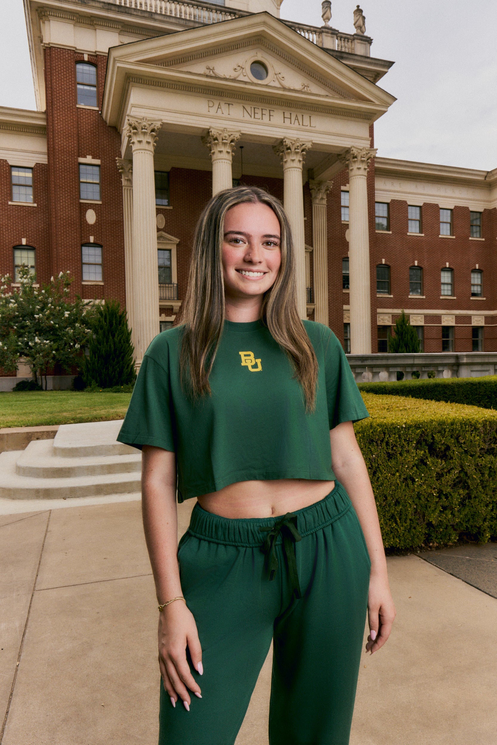 Baylor Logo Cloud Knit Boxy Crop Womens Tee