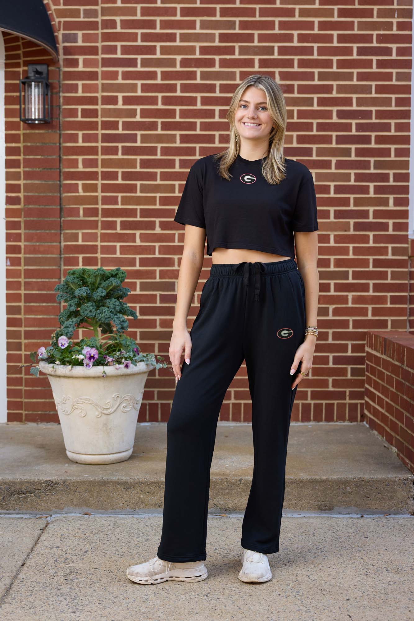 Georgia Logo Cloud Knit Boxy Crop Womens Tee