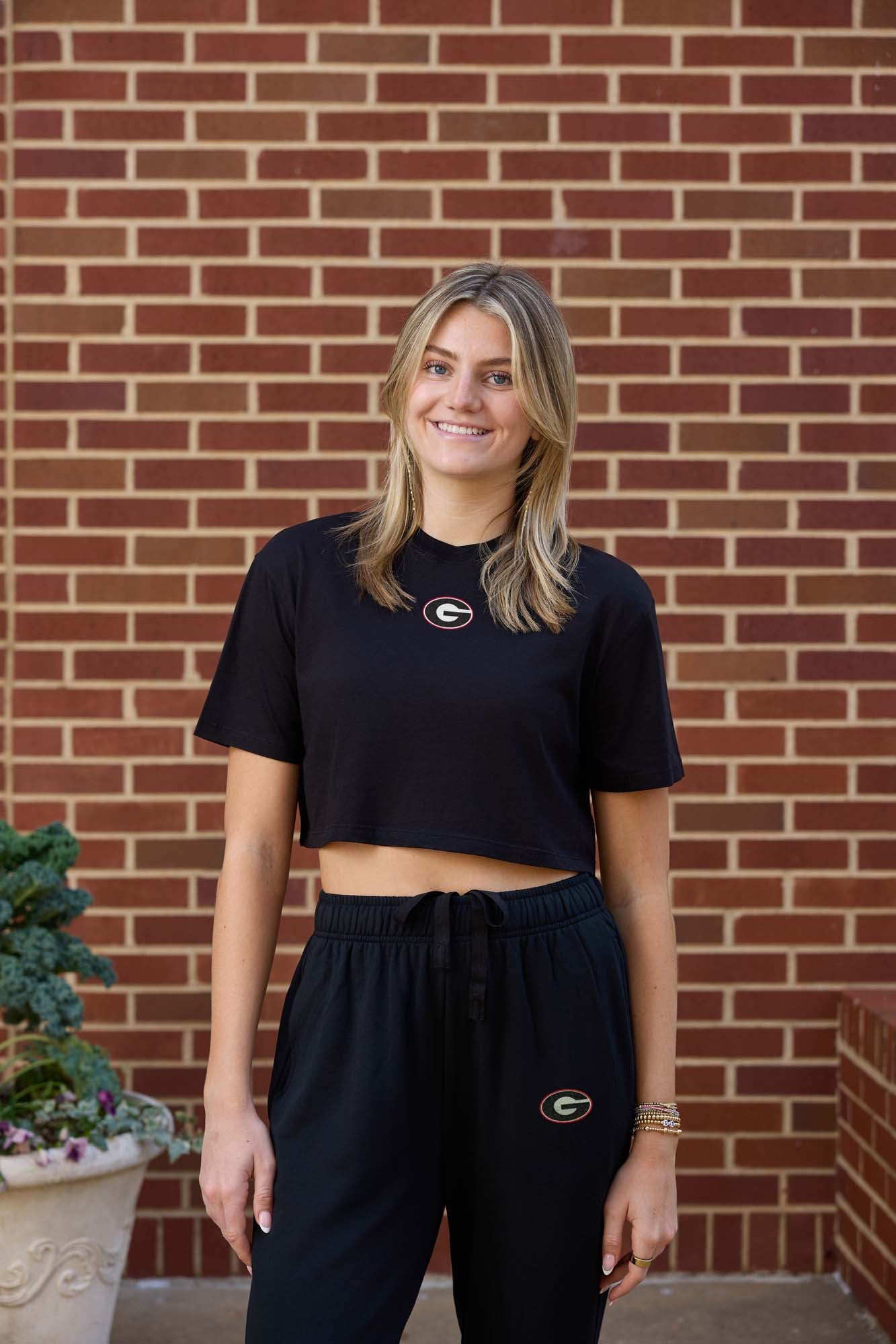 Georgia Logo Cloud Knit Boxy Crop Womens Tee