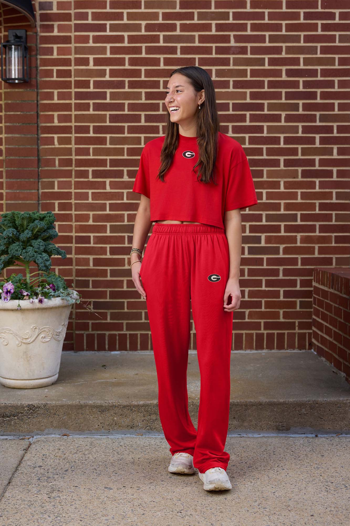 Georgia Logo Cloud Knit Boxy Crop Womens Tee