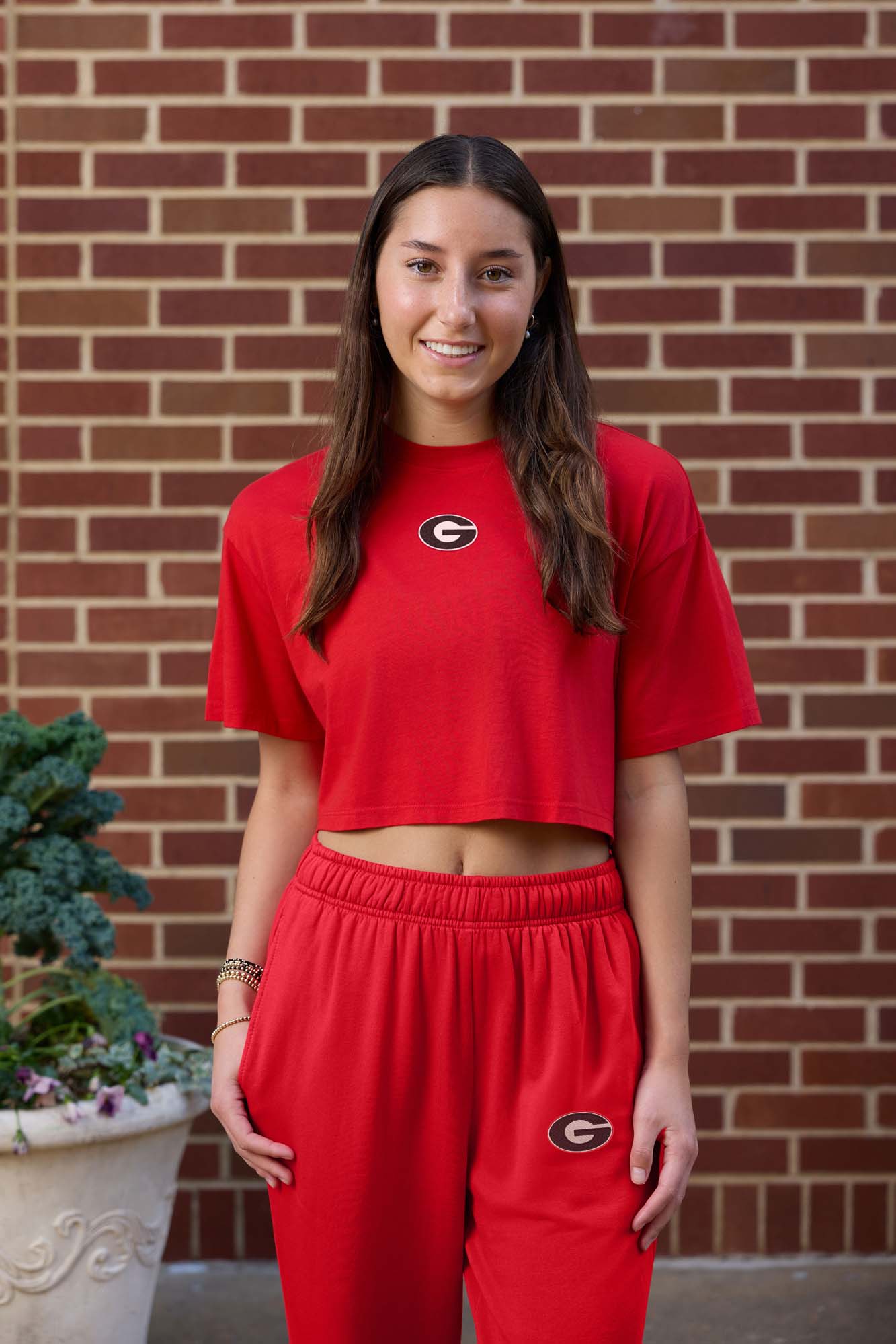 Georgia Logo Cloud Knit Boxy Crop Womens Tee