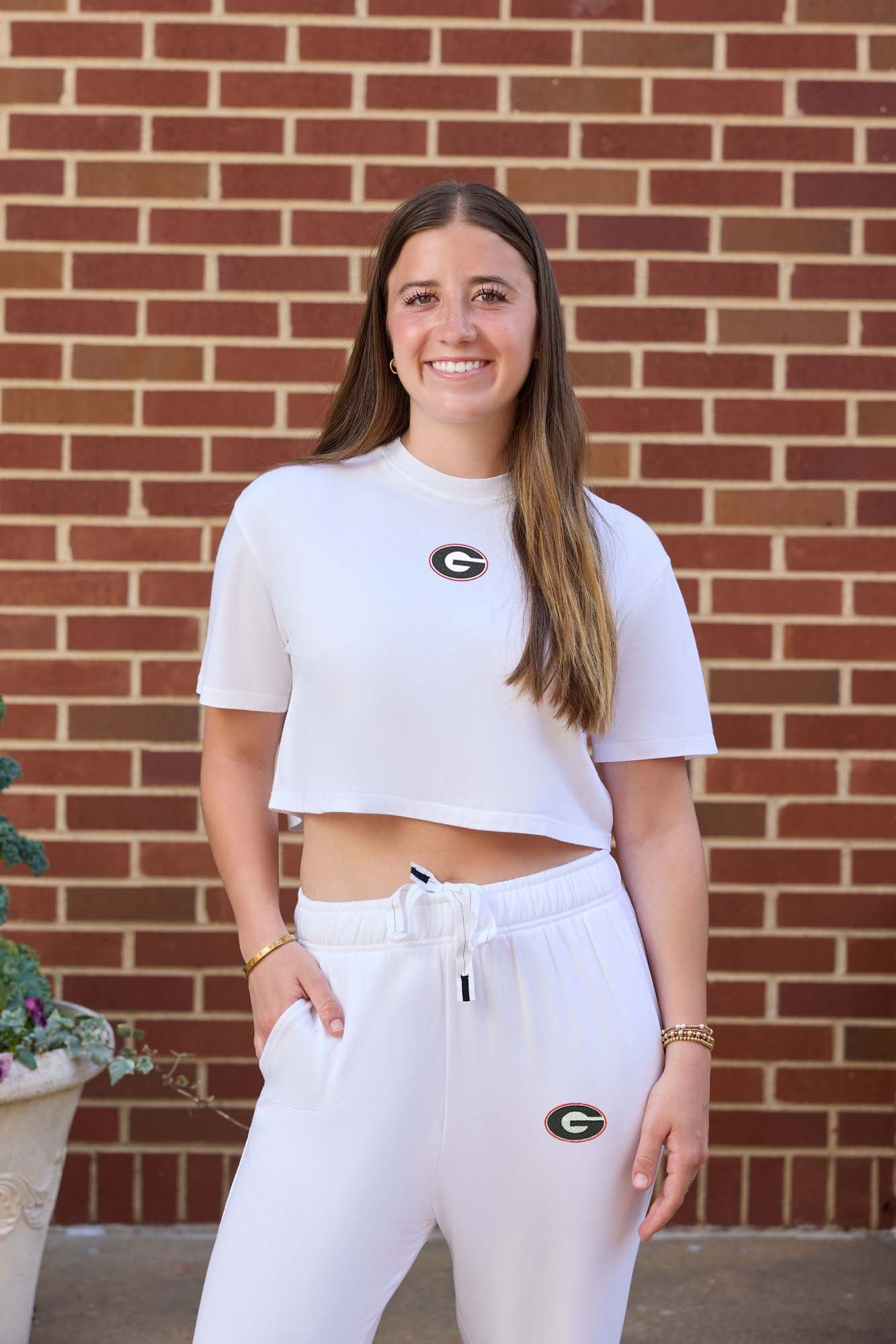 Georgia Logo Cloud Knit Boxy Crop Womens Tee