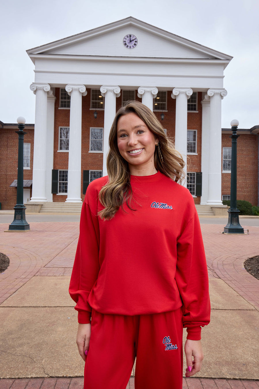 Ole Miss Logo Softest Fleece Crewneck Womens Sweatshirt