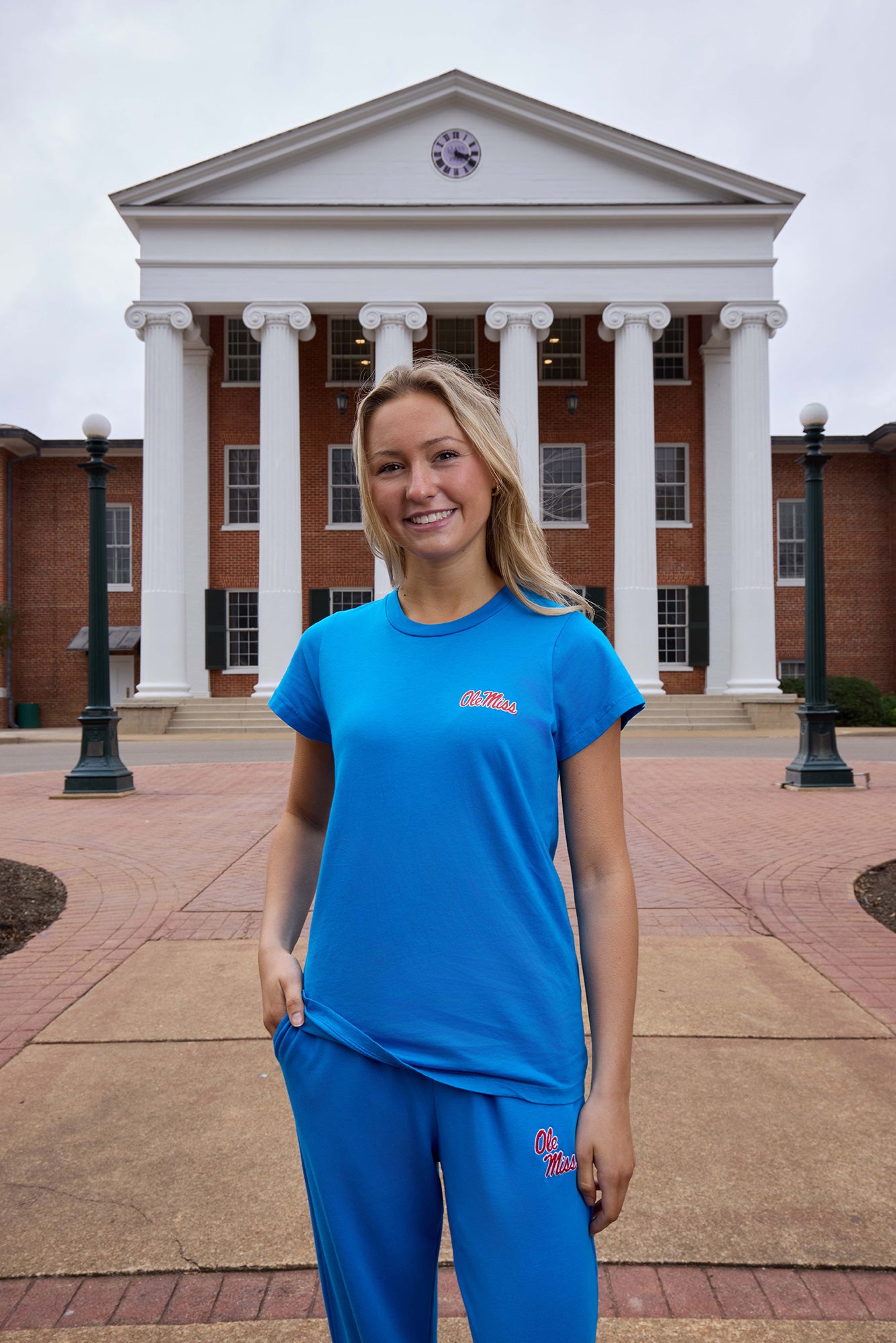 Ole Miss Logo Cloud Knit Crew Neck Womens Tee
