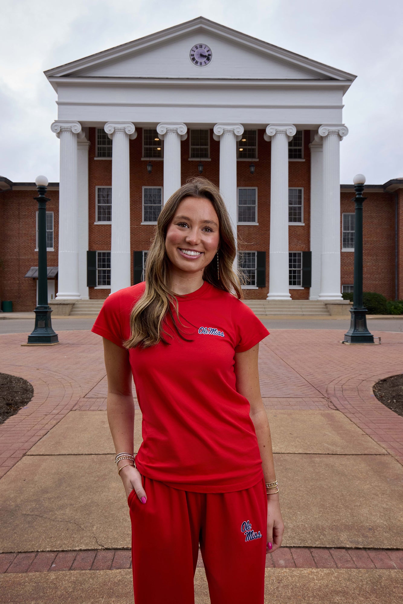 Ole Miss Logo Cloud Knit Crew Neck Womens Tee