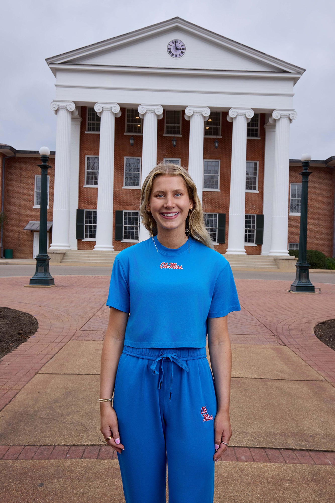 Ole Miss Logo Cloud Knit Boxy Crop Womens Tee