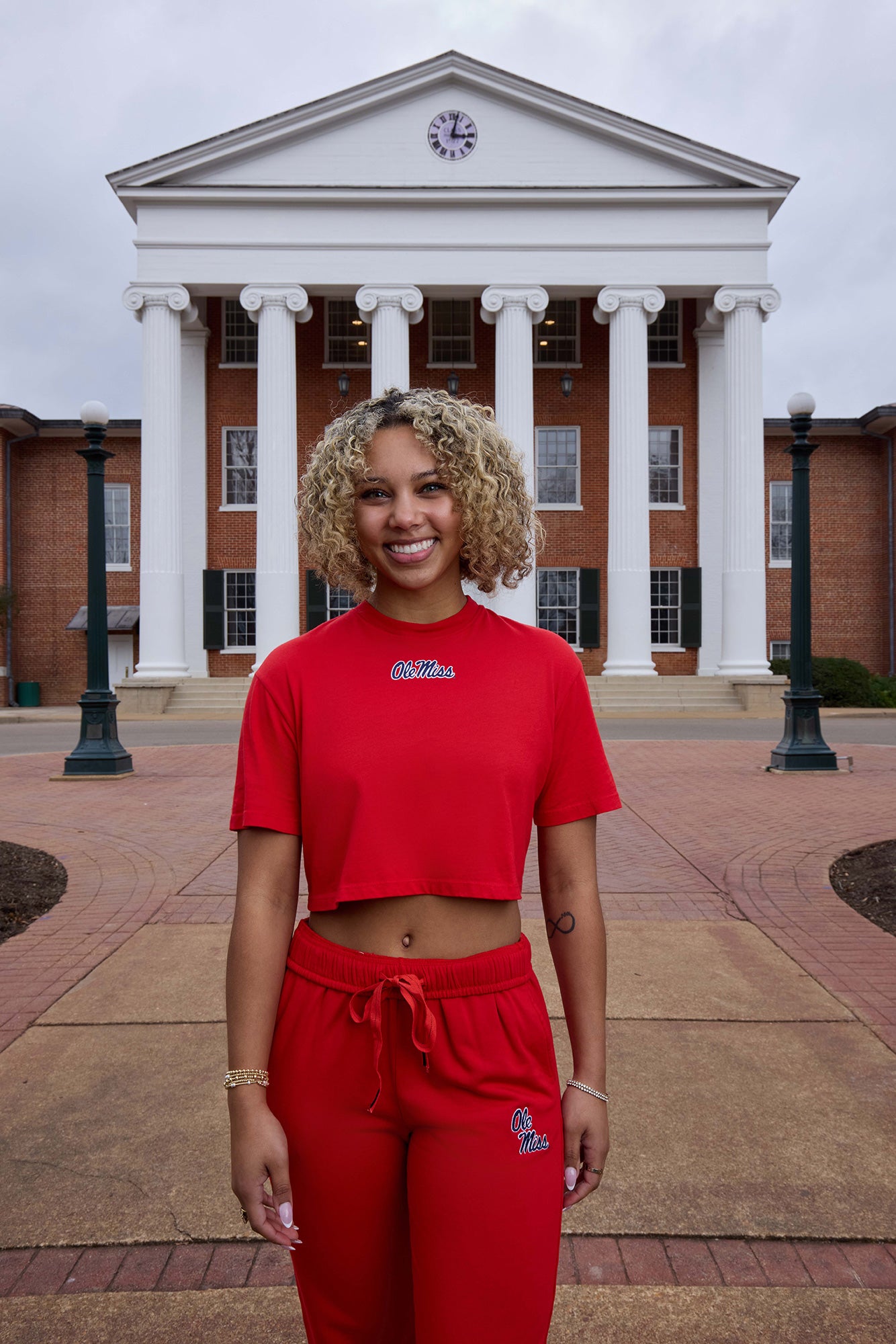 Ole Miss Logo Cloud Knit Boxy Crop Womens Tee