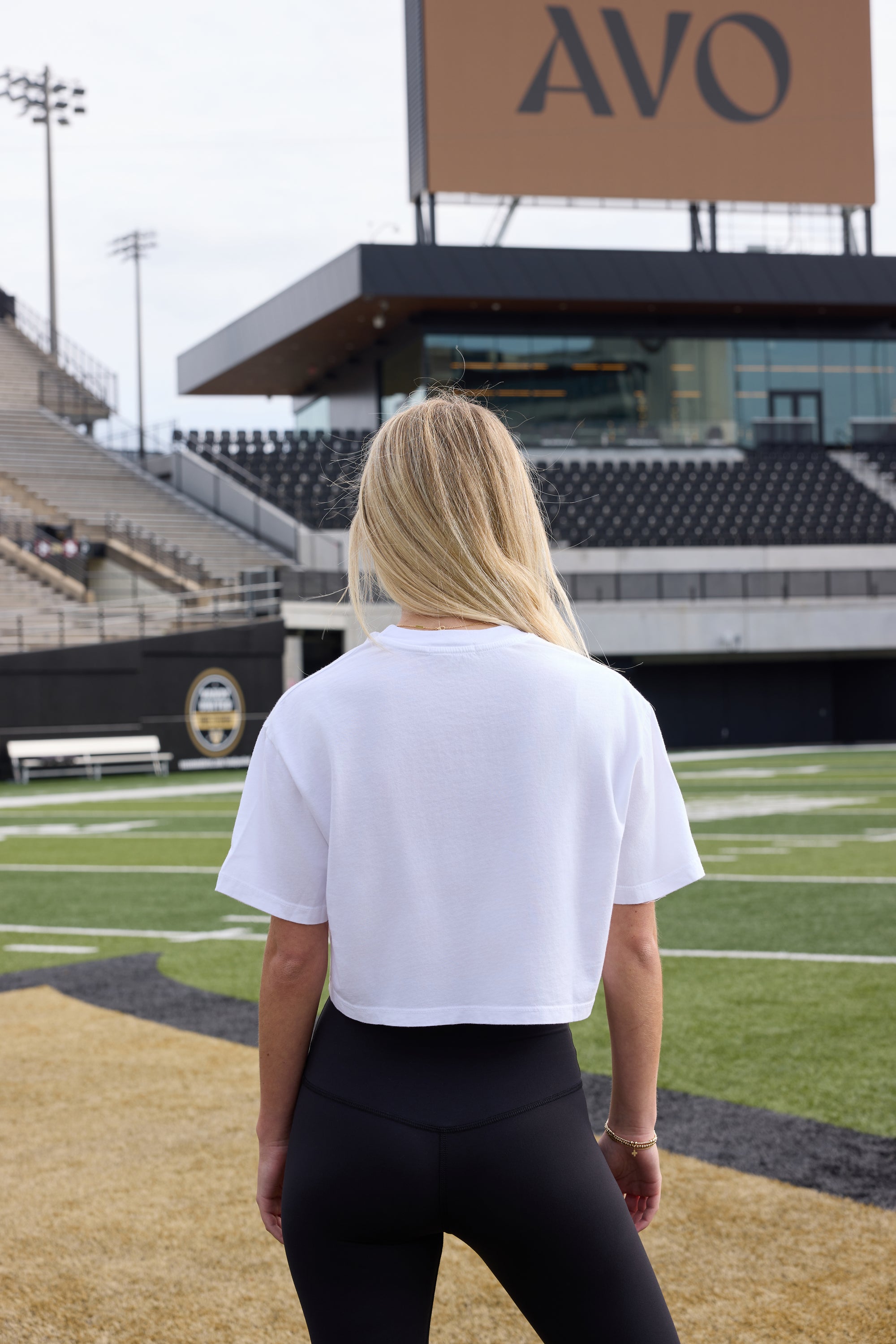 VANDY Logo Cloud Knit Boxy Crop Womens Tee