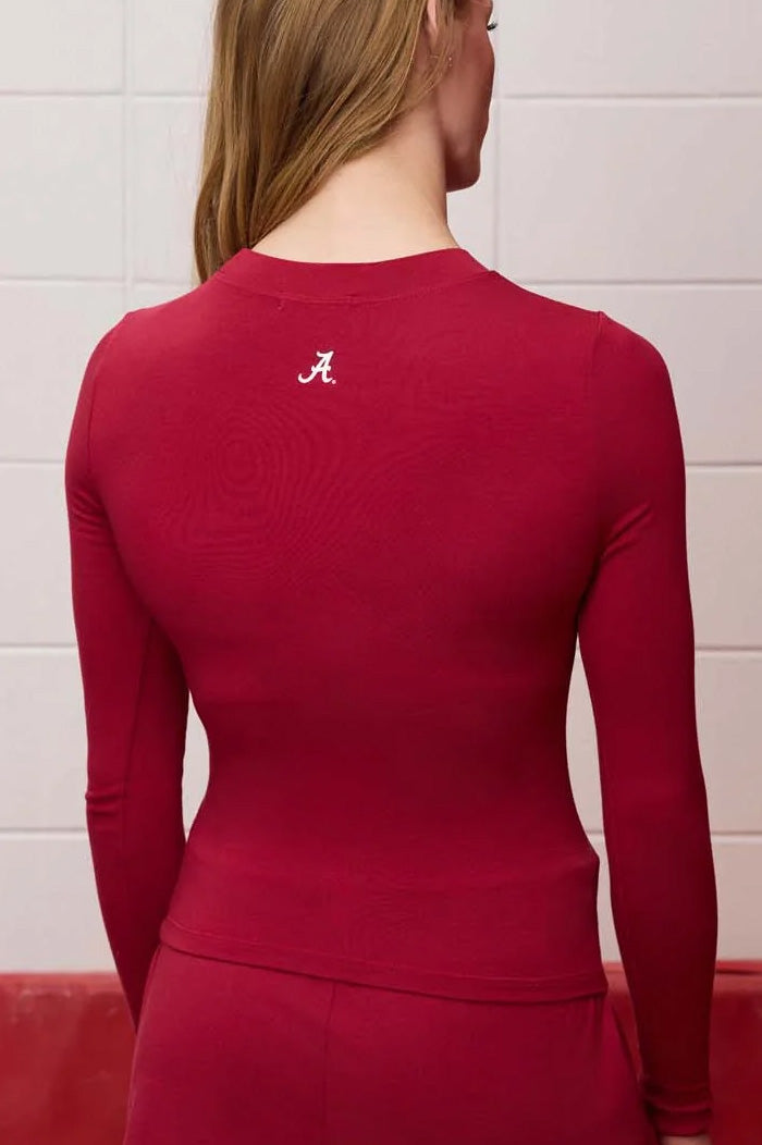 Logo Long Sleeve Zen Top in Crimson