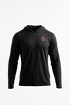 A black long-sleeve athletic hoodie with a small 'BC' logo on the left chest, displayed on a clean white background.