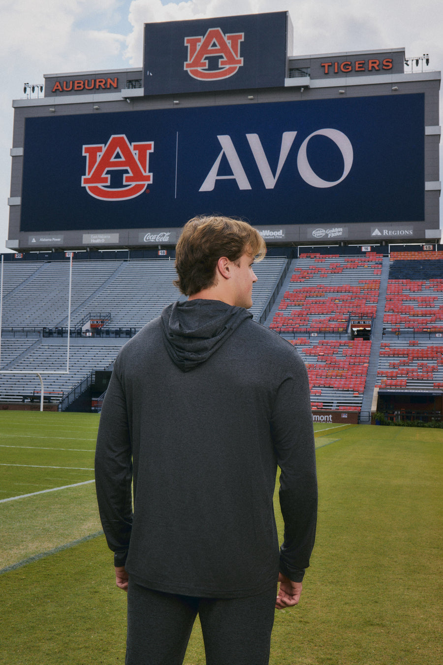 auburn university mens hoodie grey back