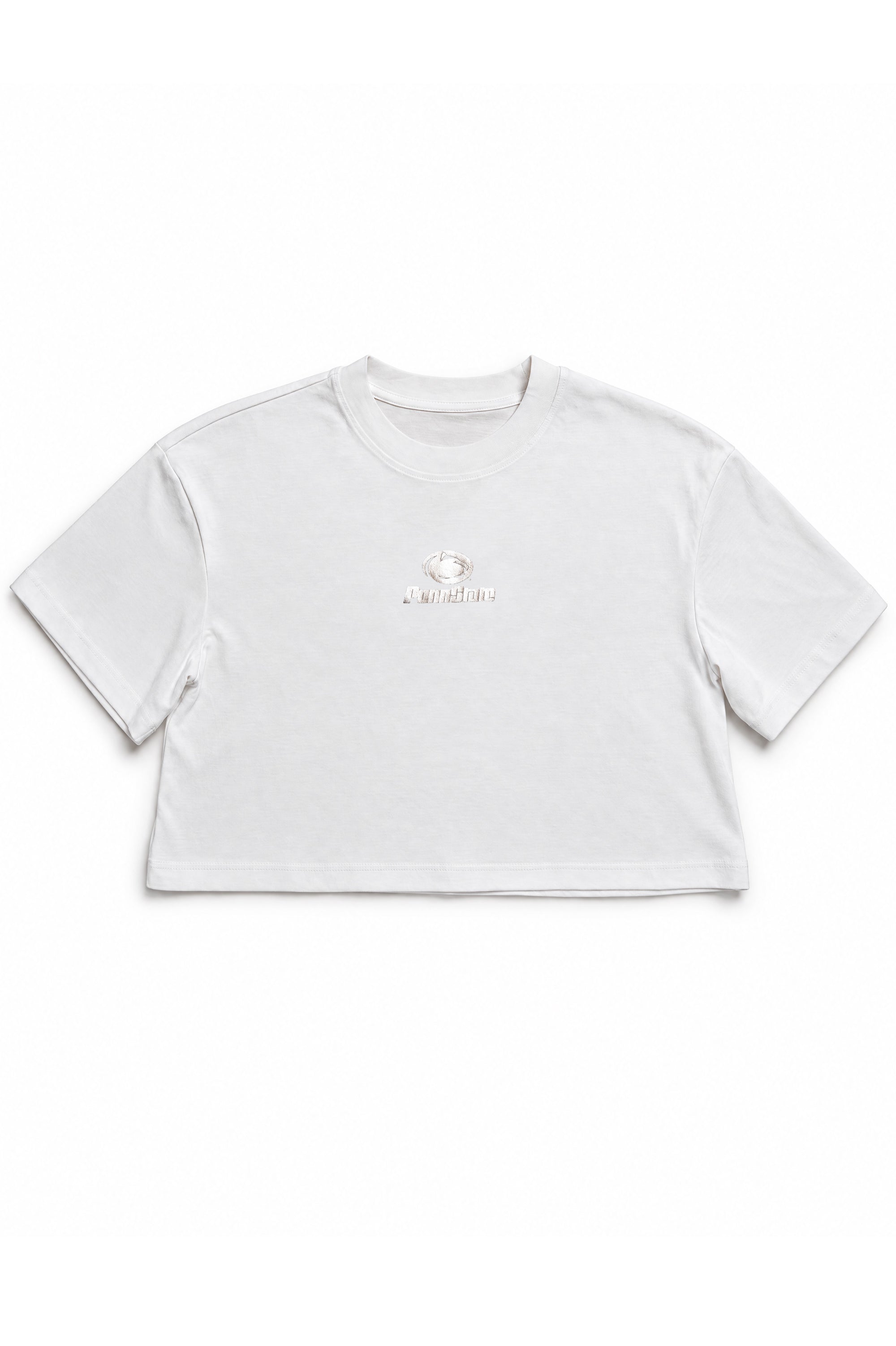 Penn State Women's Cloud Jersey Boxy Crop Tee with Silver Foil Printed Vault Logo